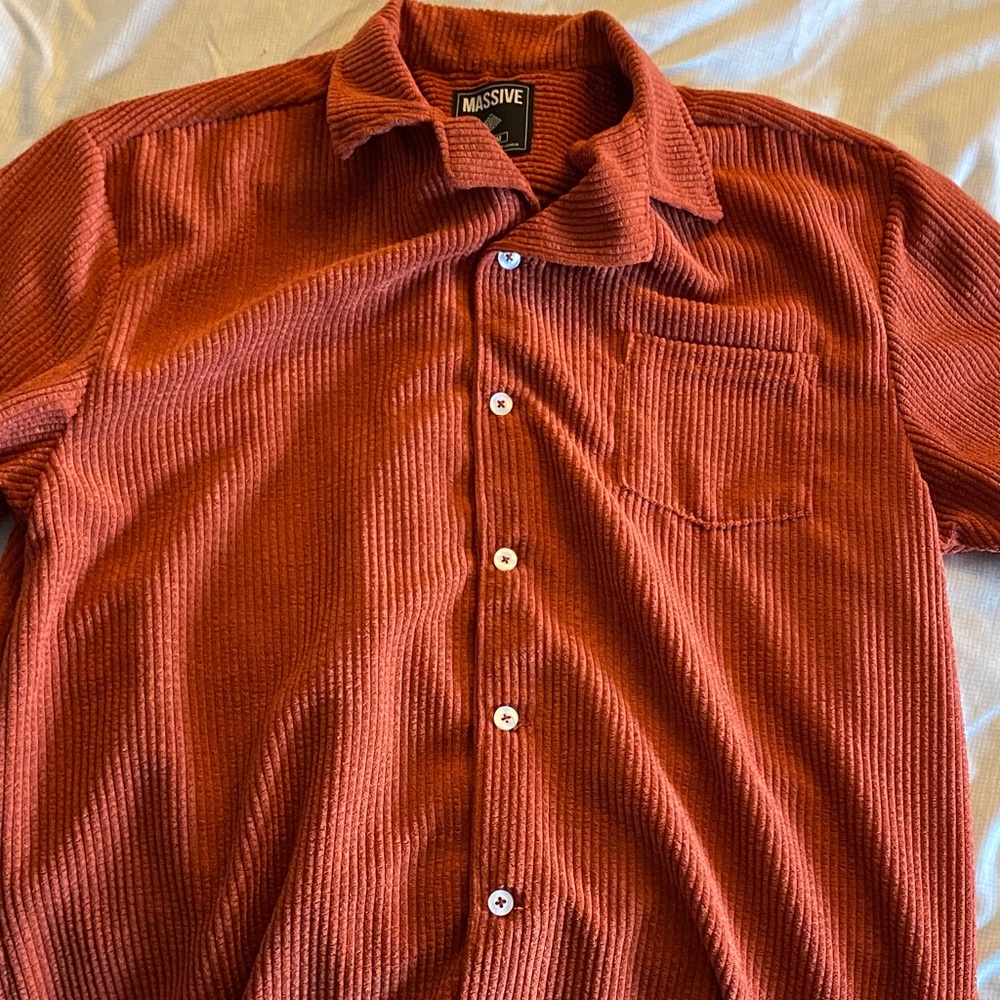 ISSI Men's Brick Red Casual Button Down Shirt